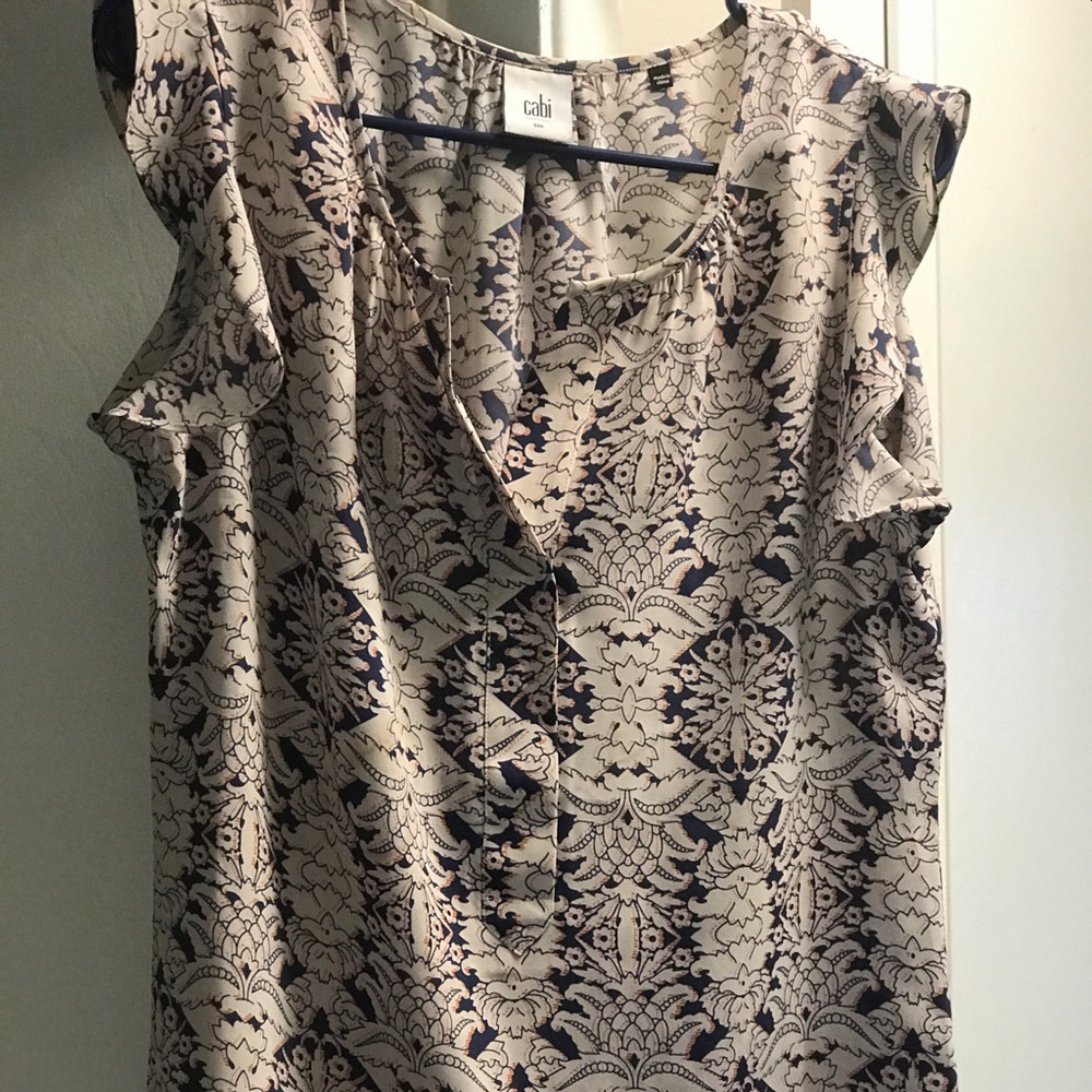 CAbi Size S Ruffled Sleeveless Blouse